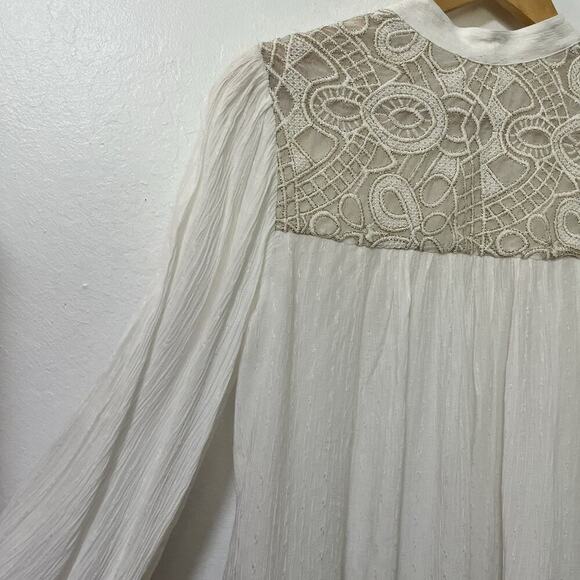 Free People Canyon Rose Embroidered Top Size XS White Angelcore Festival Boho - Picture 5 of 10